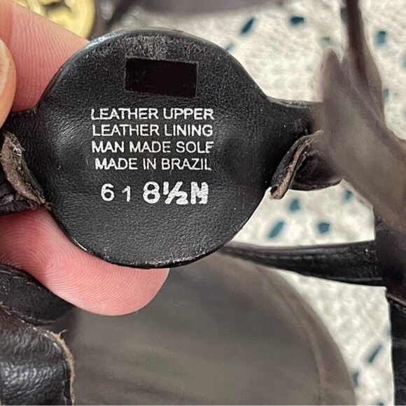 Tory Burch Ali-Anteka Leather Brown coconut Sandals 8.5 Gold hardware slingback - Picture 11 of 11